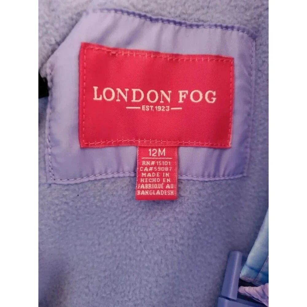 London Fog Baby Girls 2-Piece Snowsuit  Jacket Bib Pants 12 Months Purple Marble